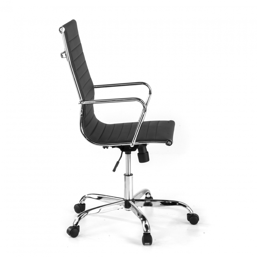 Sedia ufficio design Spirit, telaio in acciaio, schienale alto, ecopelle