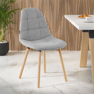 sedia scandinava grigio piedini in legno tessuto senza braccioli 2