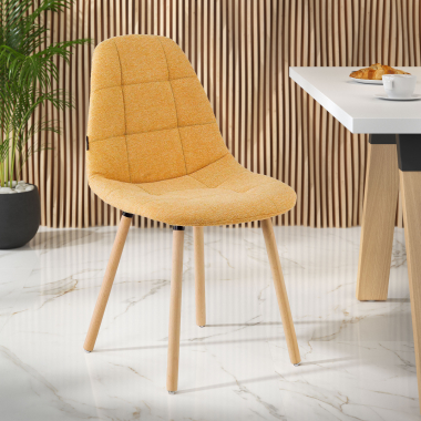 sedia scandinava giallo piedini in legno tessuto senza braccioli 2