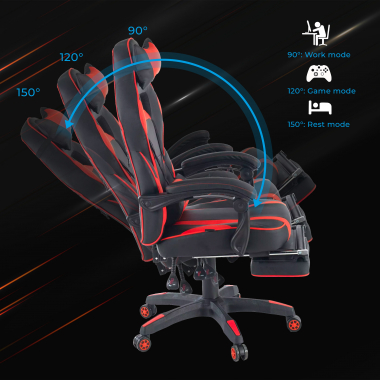 sedia gaming rosso logan ecopelle braccioli mobili cuscino lombare e cervicale poggiatesta poggiapiedi estensibile 4