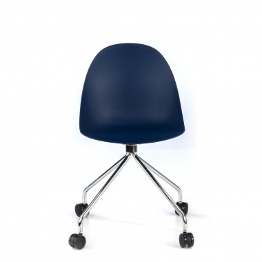 sedia sala riunione blu con ruote di plastica senza braccioli 3