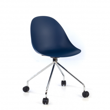 sedia sala riunione blu con ruote di plastica senza braccioli 1