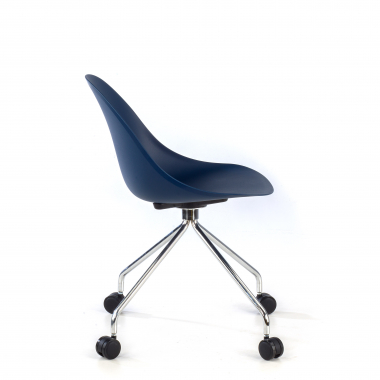 sedia sala riunione blu con ruote di plastica senza braccioli 4