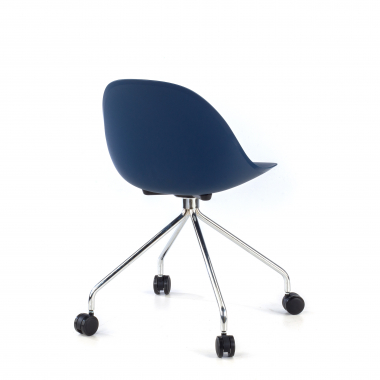 sedia sala riunione blu con ruote di plastica senza braccioli 5
