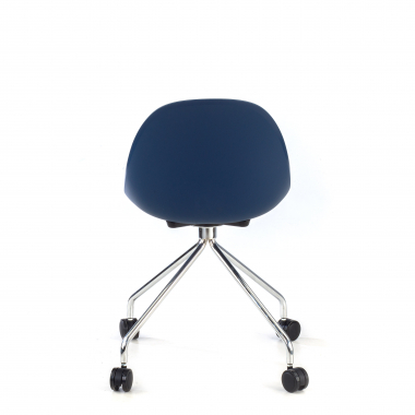 sedia sala riunione blu con ruote di plastica senza braccioli 6