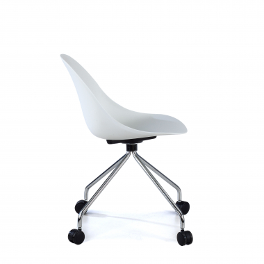 sedia sala riunione bianco con ruote di plastica senza braccioli 4