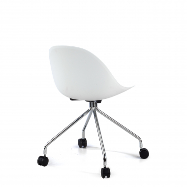 sedia sala riunione bianco con ruote di plastica senza braccioli 5