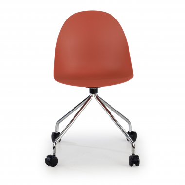 sedia sala riunione rosso con ruote di plastica senza braccioli 3