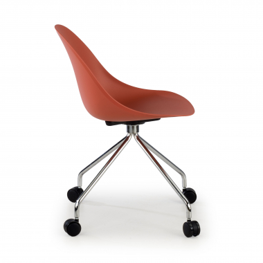 sedia sala riunione rosso con ruote di plastica senza braccioli 4
