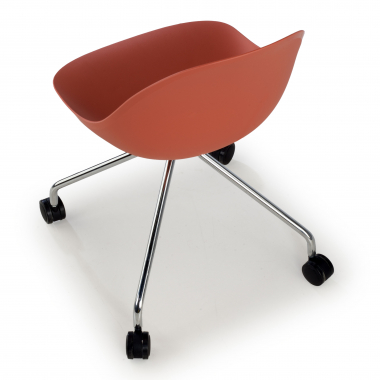 sedia sala riunione rosso con ruote di plastica senza braccioli 7