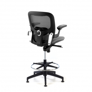 sgabello ergonomico grigio sgabello da ufficio rete transpirante braccioli fissi 7