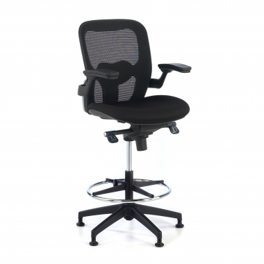 sgabello ergonomico nero sgabello da ufficio rete transpirante braccioli fissi 1