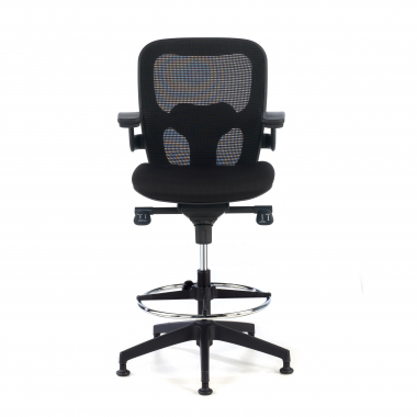 sgabello ergonomico nero sgabello da ufficio rete transpirante braccioli fissi 3