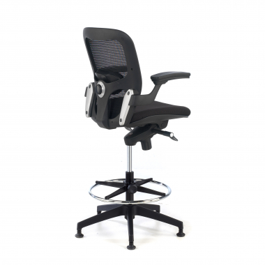 sgabello ergonomico nero sgabello da ufficio rete transpirante braccioli fissi 6