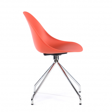 sedia sala riunione rosso base piramide di plastica senza braccioli 4
