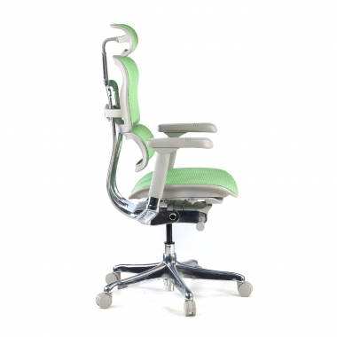 sedia ergonomica bianco verde struttura bianca rotonda rete transpirante braccioli regolabili 5d poggiatesta 4