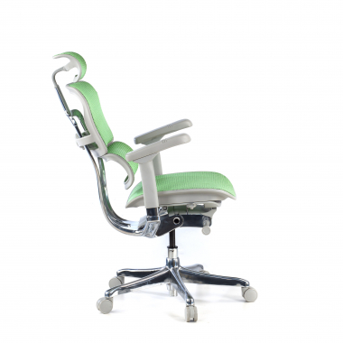 sedia ergonomica bianco verde struttura bianca rotonda rete transpirante braccioli regolabili 5d poggiatesta 5