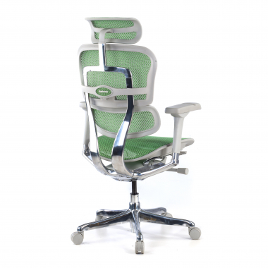 sedia ergonomica bianco verde struttura bianca rotonda rete transpirante braccioli regolabili 5d poggiatesta 6