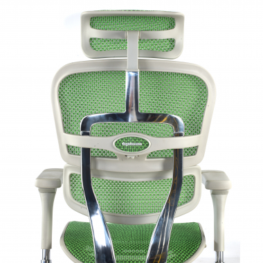 sedia ergonomica bianco verde struttura bianca rotonda rete transpirante braccioli regolabili 5d poggiatesta 8
