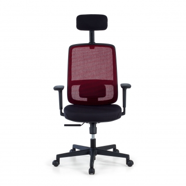 sedia da ufficio rosso struttura nera poggiatesta rete transpirante braccioli regolabili 1d supporto lombare poggiatesta 3
