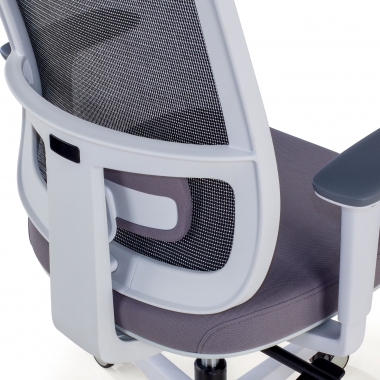 sedia da ufficio bianco grigio struttura bianca rete transpirante braccioli regolabili 1d supporto lombare 9