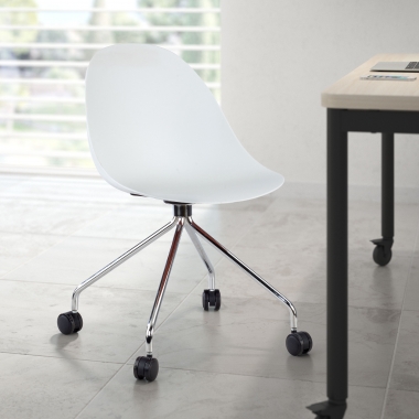 sedia sala riunione bianco con ruote di plastica senza braccioli 2