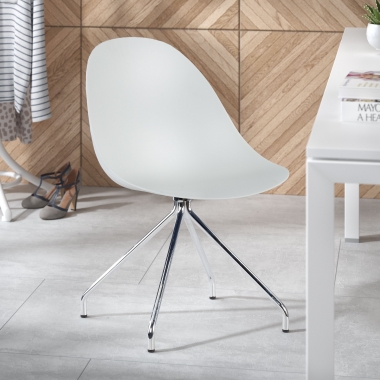 sedia sala riunione bianco base piramide di plastica senza braccioli 2