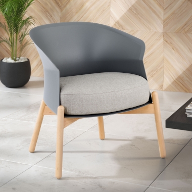 sedia per sala dattesa grigio piedini in metallo tessuto senza braccioli 2