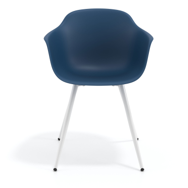 sedia da conferenza blu 4 gambe di plastica braccioli fissi 3