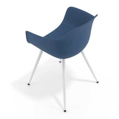 sedia da conferenza blu 4 gambe di plastica braccioli fissi 7
