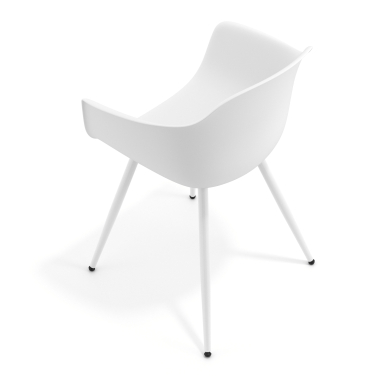 sedia da conferenza bianco bianco 4 gambe di plastica braccioli fissi 7