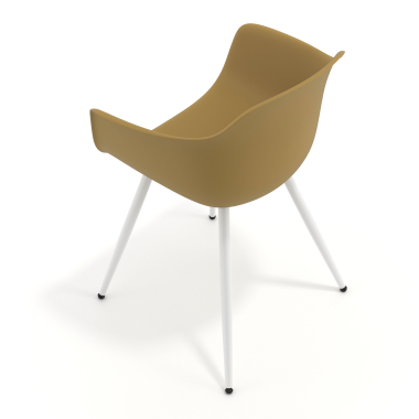sedia da conferenza bianco giallo 4 gambe di plastica braccioli fissi 7
