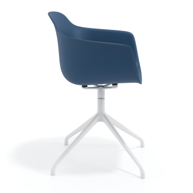 sedia sala riunione blu base piramide di plastica braccioli fissi 4