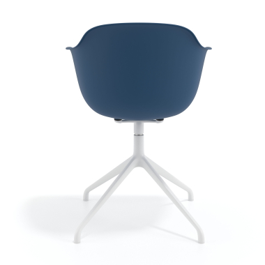 sedia sala riunione blu base piramide di plastica braccioli fissi 5