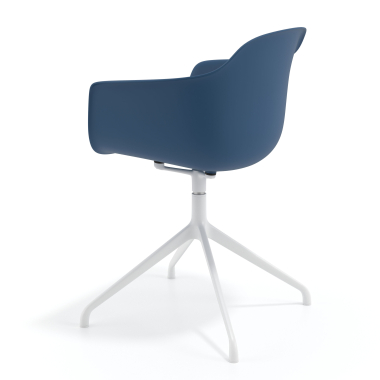 sedia sala riunione blu base piramide di plastica braccioli fissi 6