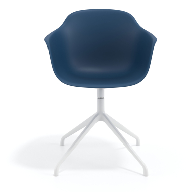 sedia sala riunione blu base piramide di plastica braccioli fissi 3