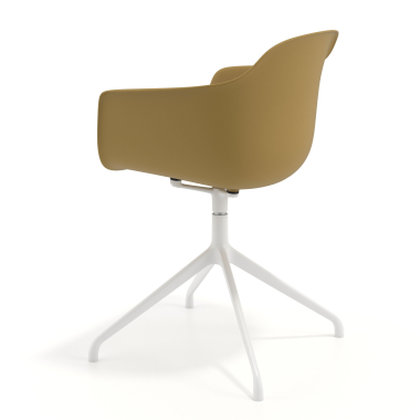 sedia sala riunione bianco giallo base piramide di plastica braccioli fissi 6