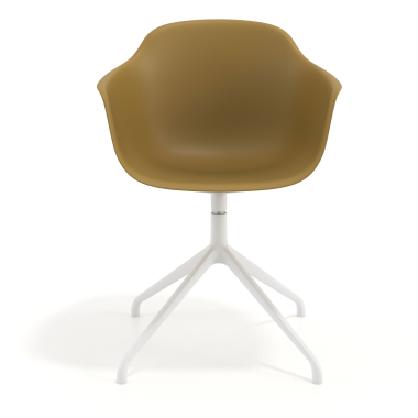 sedia sala riunione bianco giallo base piramide di plastica braccioli fissi 3