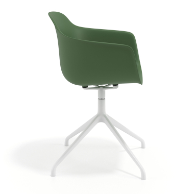 sedia sala riunione verde base piramide di plastica braccioli fissi 4