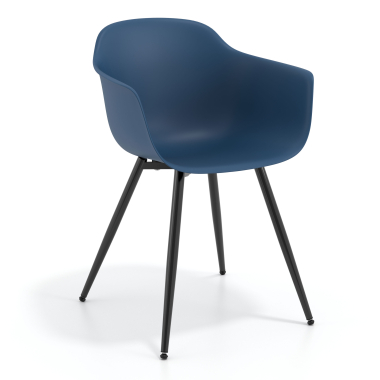 sedia da conferenza blu 4 gambe di plastica braccioli fissi 1