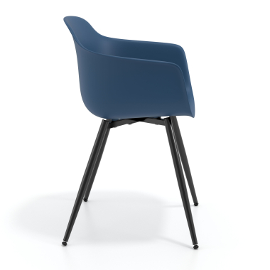 sedia da conferenza blu 4 gambe di plastica braccioli fissi 4