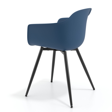 sedia da conferenza blu 4 gambe di plastica braccioli fissi 6