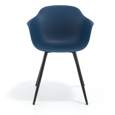 sedia da conferenza blu 4 gambe di plastica braccioli fissi 3