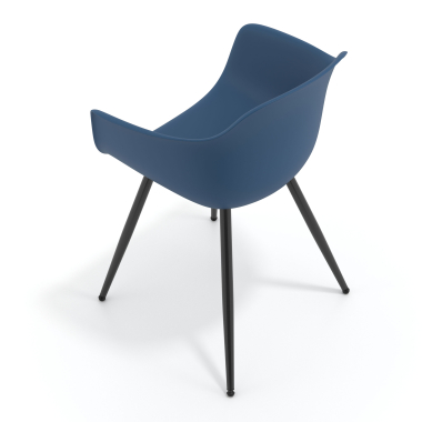 sedia da conferenza blu 4 gambe di plastica braccioli fissi 7