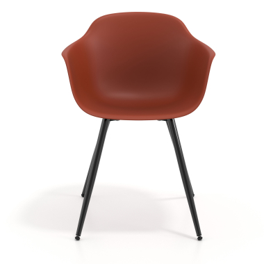 sedia da conferenza arancione 4 gambe di plastica braccioli fissi 3