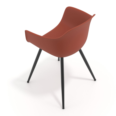 sedia da conferenza arancione 4 gambe di plastica braccioli fissi 6