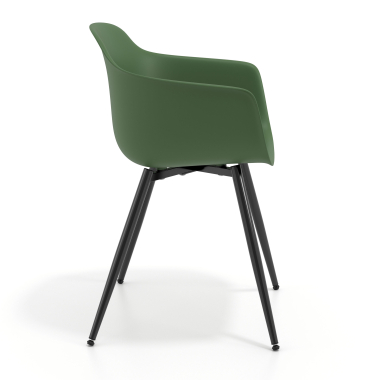 sedia da conferenza verde 4 gambe di plastica braccioli fissi 4