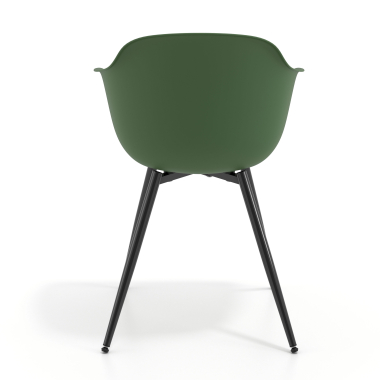 sedia da conferenza verde 4 gambe di plastica braccioli fissi 5