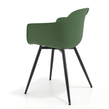 sedia da conferenza verde 4 gambe di plastica braccioli fissi 6