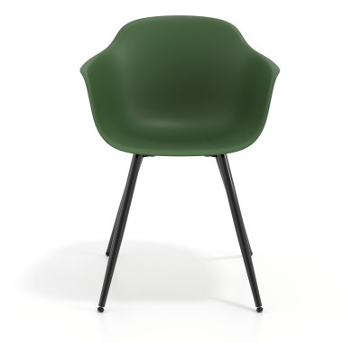 sedia da conferenza verde 4 gambe di plastica braccioli fissi 3